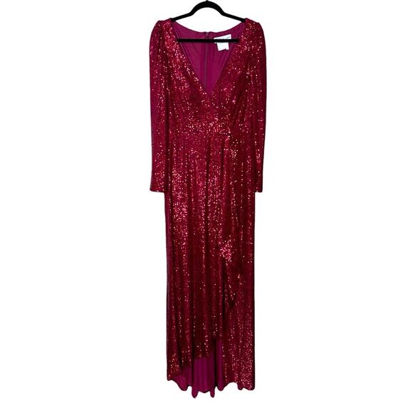 NWT IEENA for MAC DUGGAL 26395 Wine Sequin Wrap Evening Gown Women’s - Picture 2 of 10